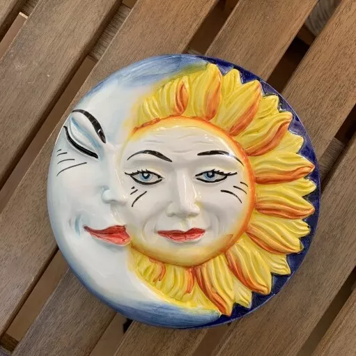 Bassano Keramik Sonne Mit Dem Mond, 20Cm Wanddekoration- Aus Italien Neu!