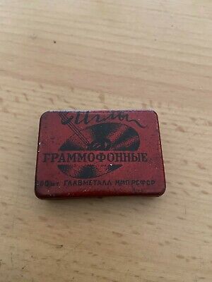 Old Antique Vintage Gramophone Needle Tin Box Record Player Russian