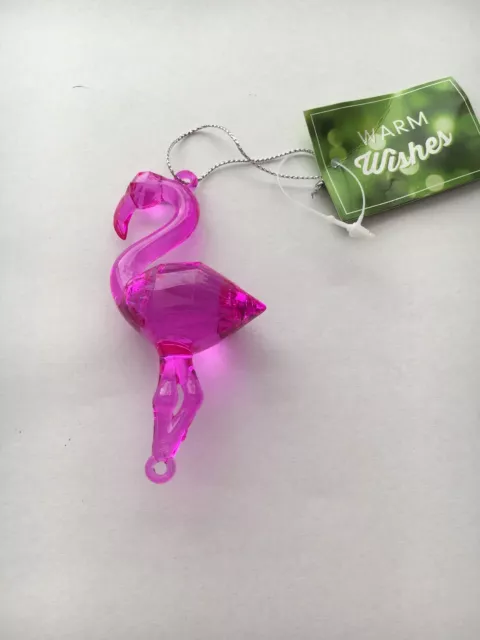 Pink Flamingo Christmas Holiday Ornament New From Warm Wishes Line