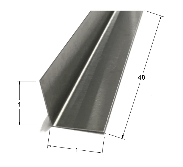 (2 Pack) 1x1x48 Stainless Steel Inside Corner Guards, 20ga, Wall Trim