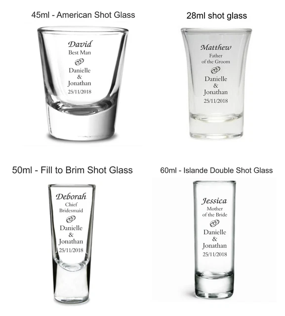 PERSONALISED ENGRAVED SHOT Glass Wedding gift bridesmaid best man