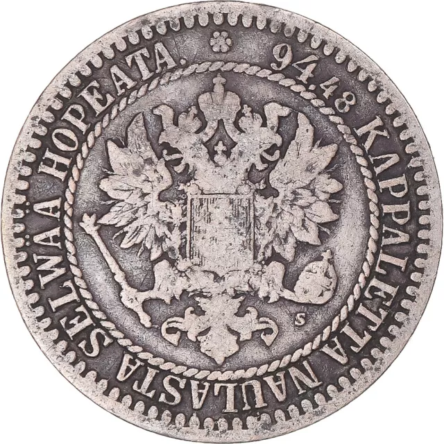 [#1172909] Monnaie, Finlande, Alexander II, Markka, 1865, Helsinki, B+, Argent,