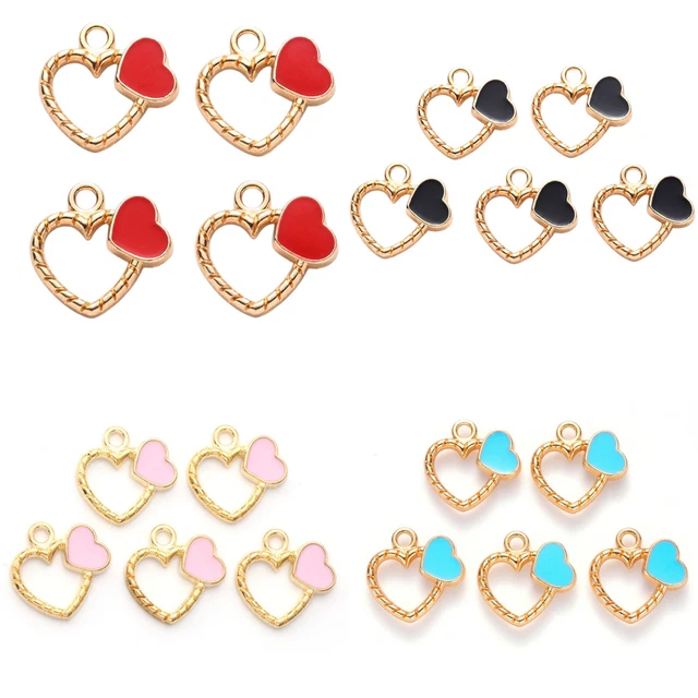 5 Stück Anhänger 18x18mm Emaille Gold Rosa Blau Rot Legierung Charms - Wählbar