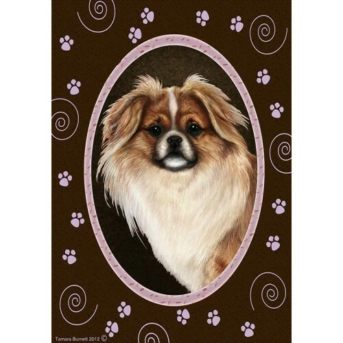 Paws House Flag - Red and White Sable Tibetan Spaniel 17476