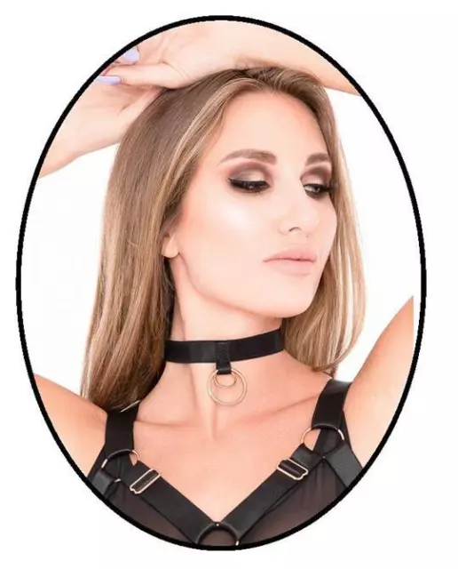 Collarino nero donna sexy collana con anelli fetish accessorio erotico ragazza