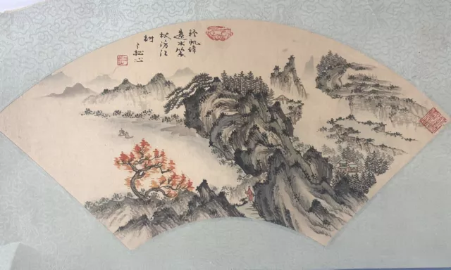 Antique Chinese Signed Original Hand Painted Fan Painting-Gorgeous detail!