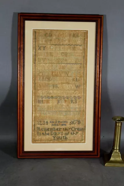 A Very Rare Dated 1820 Portsmouth Nh Needlework Sampler By Ann B Dwight Aged 7