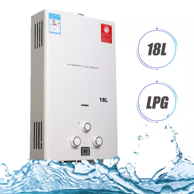 18L Propane Gas Hot Water Heater LPG Instant Heating Tankless Shower Boiler