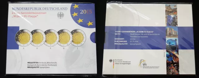 Deutschland 2 Euro ADFGJ 2015 Offizieller Blister mit 2 Euro 30 Jahre EU-F 82035