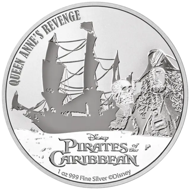 2021 Niue Pirates of the Caribbean - Queen Anne's Revenge 1oz Silver BU Coin