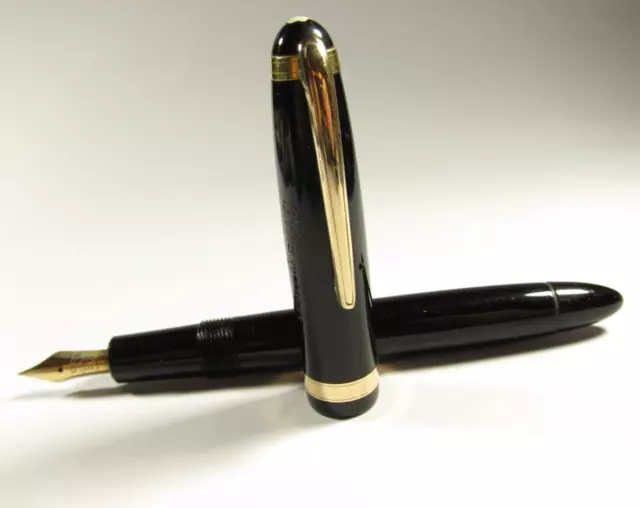 Rare 1940 Danish Montblanc 212  in black with original MB gold nib  number 2