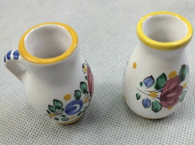 Miniature Modra Slov Ludova Majolika Majolica Wine Jug and vase 2" tall x 1 1/4"