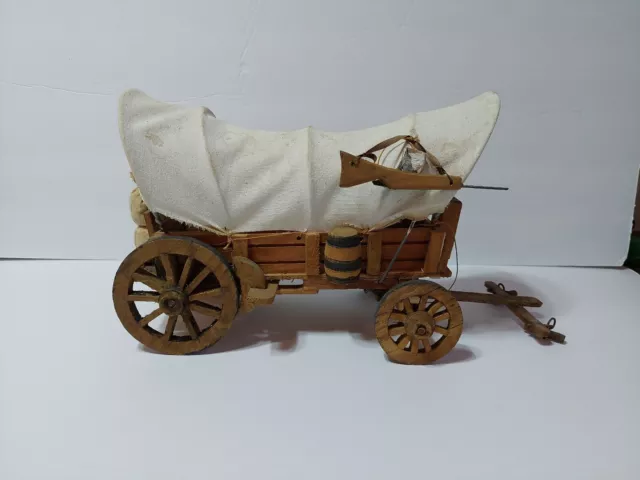 Vintage Canvas Covered Conestoga Pioneer Wagon Very Detailed With Accessories