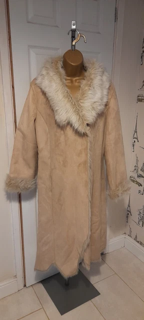 OASIS FAUX SUEDE Faux Fur, Penny lane Afghan Style Coat, Size 12