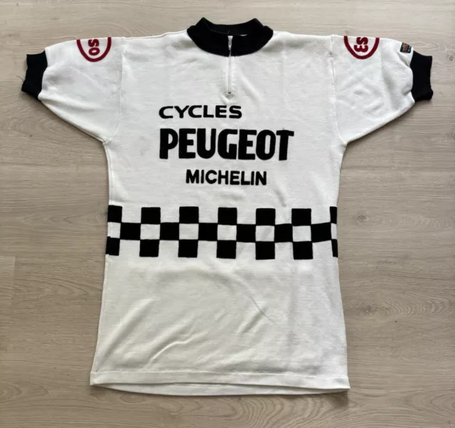 Vintage Peugeot Michelin Esso Cycling Bike Bicycle Wool Jersey Tour de France M