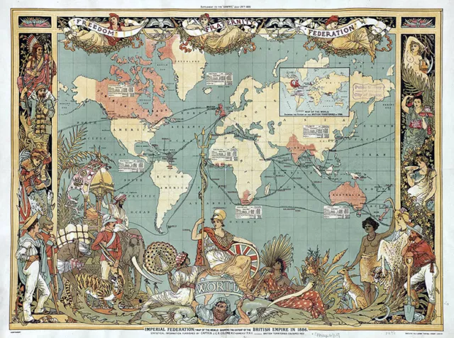British Empire Map Of The World Vintage Wall Art Poster Print Picture Decoration