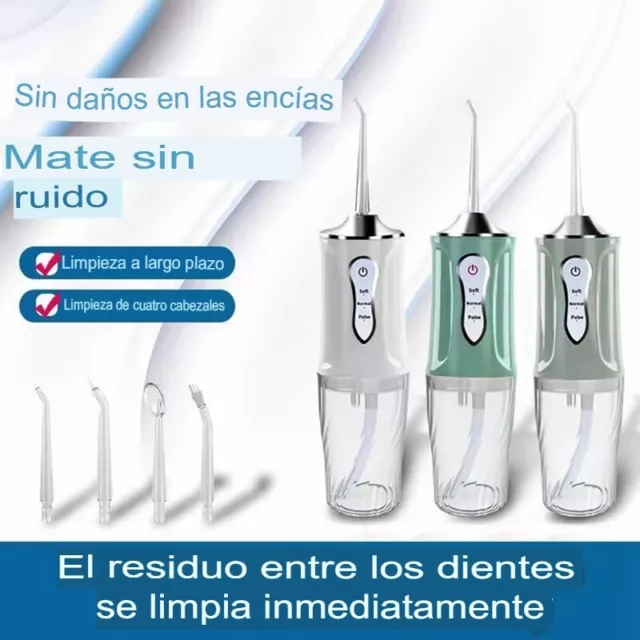 Irrigador Oral recargable por USB con 4 boquillas  ANTES 27 €