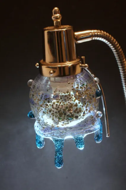 Hand Blown Art Glass Desk Lamp  LED Blown By Father Jimmy Waterville, Maine Melt