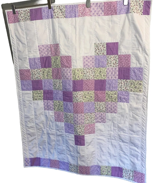 Lovely Handmade Heart Quilted Throw 100x123cm