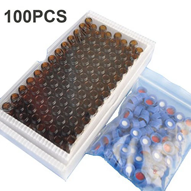 Autosampler Vial, Amber 9-425 Screw Cap,2ml Sample Vial Writing Patch&Graduation