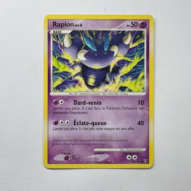 CARTE POKÉMON RAPION Niv.6 50PV 128/147 Année 2010 FR EUR 2,99