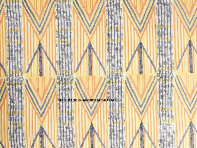 Tissu Coton Voile Jaune Indien Main Bloc Imprimé Couture Matériel Craft Par Yard