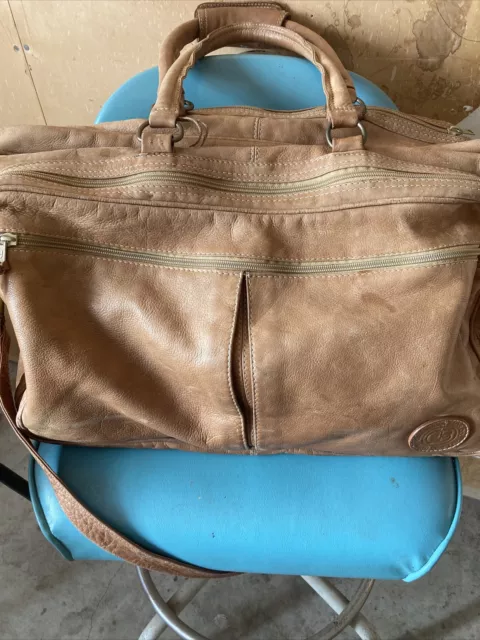 Colombian Bags Co Hand Crafted Leather Duffle Luggage 20" X 14" X 10"