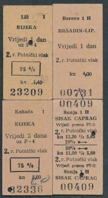 CROATIA railway tickets Lic Borovo Kukaca Sisak Caprag Brsadin-Lip Rijeka CH2176