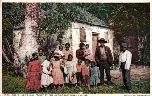 The Whole BLACK FAMILY At The HERMITAGE In SAVANNAH, GA On Vintage 1913 Postcard