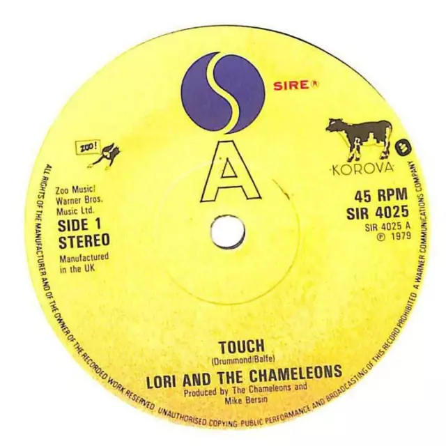 Lori & The Chameleons Touch UK 7" Vinyl Schallplatte Single 1979 SIR4025 Sire 45 EX