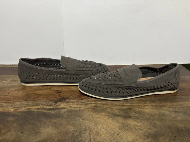 MENS NEW NEXT Grey Weave Suede Loafer Shoes ~ Size UK 11.5  display picture 2