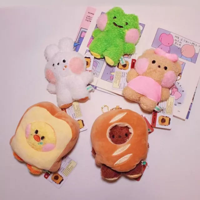 Animal Frog Bread Plush Keyring Bread Bear Plush Keychain  Bag Accessories