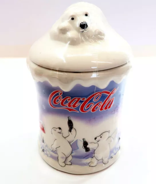 Vintage NEW Coca-Cola POLAR BEAR COOKIE JAR Ceramic 9" Tall by Houston Harvest