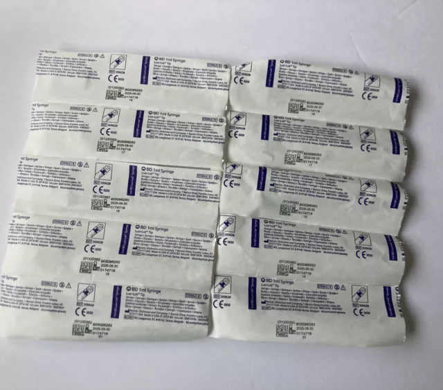 BD 1mL Syringe, Luer-Lok Tip 309628 - 50 pcs