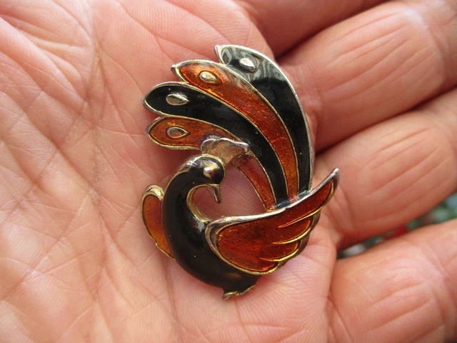 Broche Ancienne Oiseau En Laiton Doré Et Strass - Style Vintage, Bon état