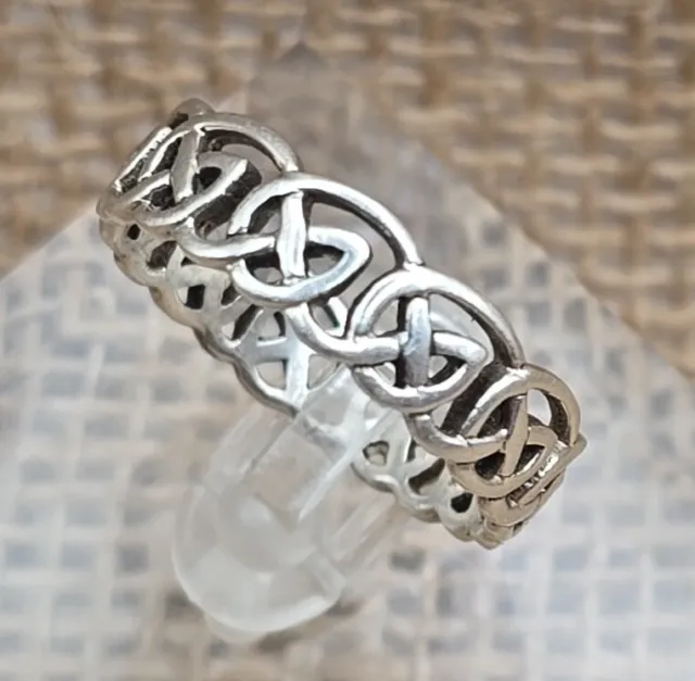 Mens Sterling Silver Celtic Trinity Love Knot wedding Band Ring Size 11