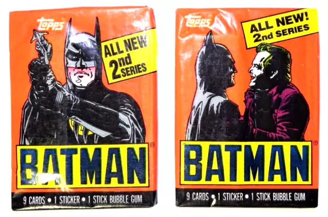 Topps 1989 Batman movie x2 wax bubble gum trading card packs series 2