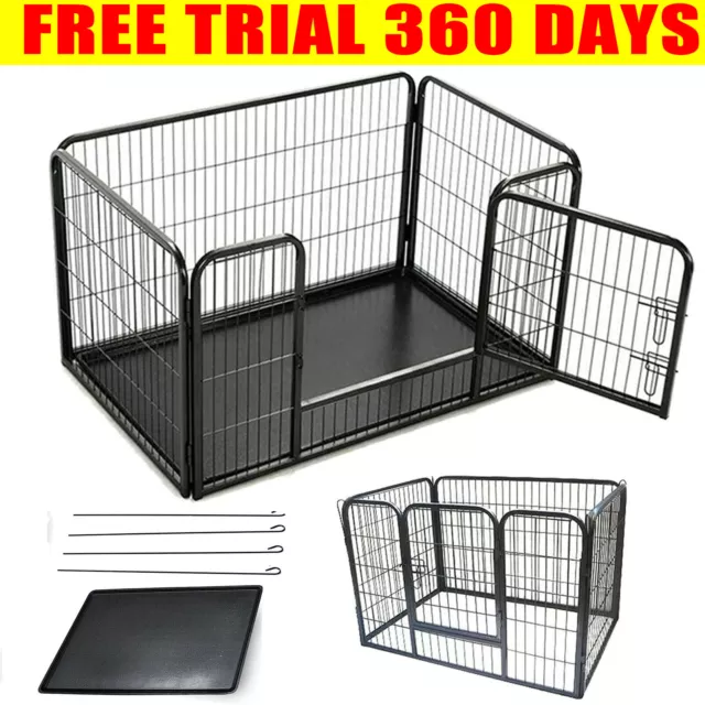 Dog Puppy Cage Pet Cat Playpen Whelping Box Metal Run Enclosure Floor Heavy Duty