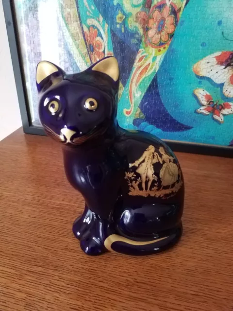 Magnifique chat en porcelaine Limoges Castel