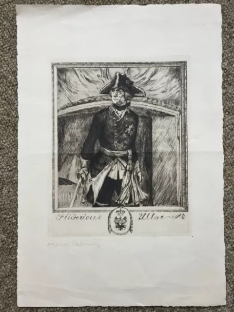 Original Radierung FRIDERICUS ULTOR, König Friedrich der Große von Preußenj