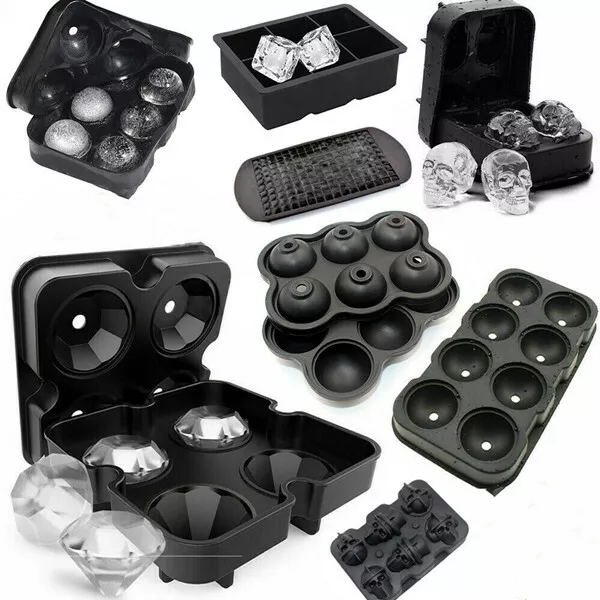 Silicone Ice Cube Tray Large Mold Giant DIY Ball Maker Square Round Tray Mould