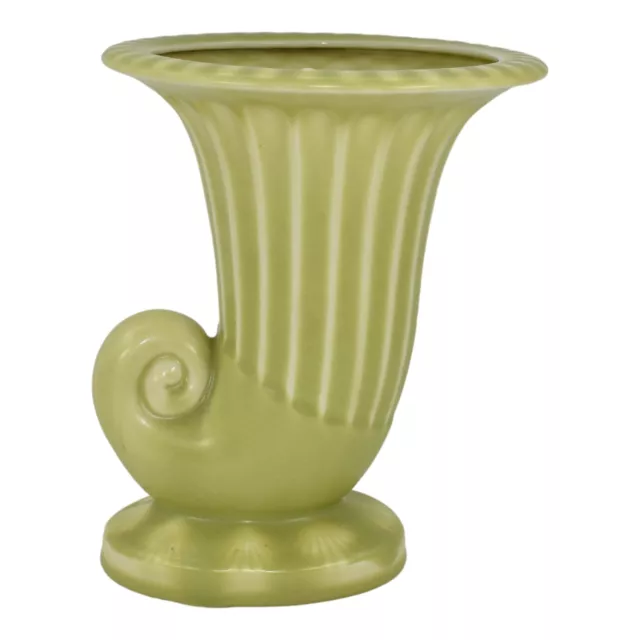 ROOKWOOD 1937 VINTAGE Art Deco Pottery Matte Green Ceramic Cornucopia ...