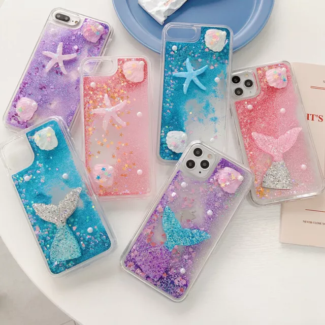 Handmade Starfish Mermaid Bling Liquid Glitter Quicksand Dynamic  Phone Case