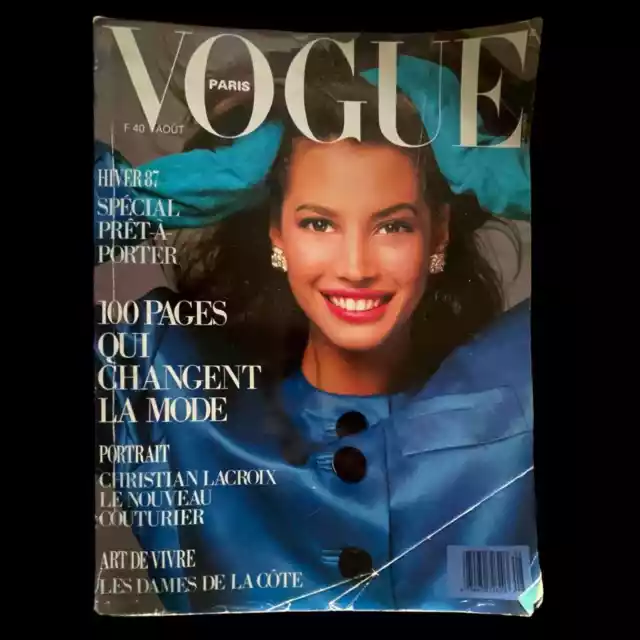 August 1987 Vogue Paris Magazine Christy Turlington, Porizkova, Guy Bourdin