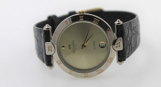 RICHELIEU SWISS LADIES Stainless Steel Watch W Glossy Black Crocodile Strap 39.94 PicClick UK