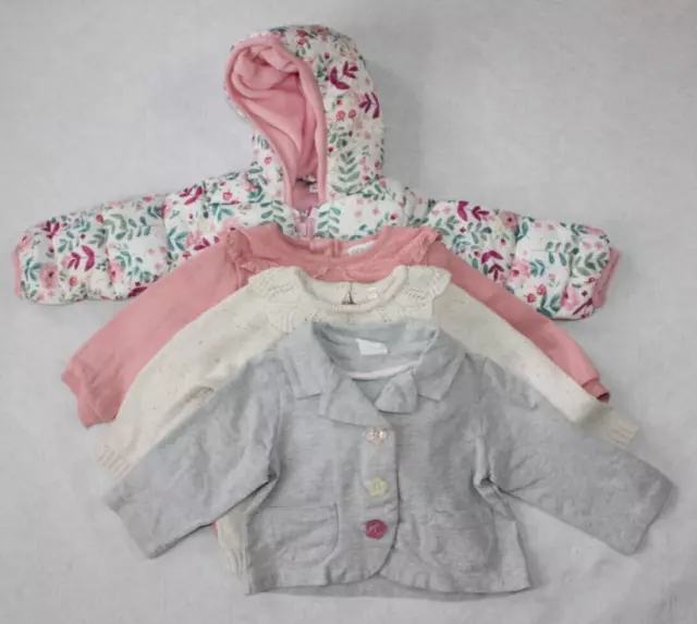 Baby Girls Age 3-6 Months Bundle, Jumper Sweatshirt Blazer Coat, 4 Items