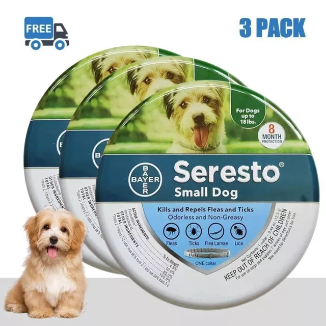 3 pack "Seresto" Flea and Tick Collar for Small Dogs 8 Month Protection New