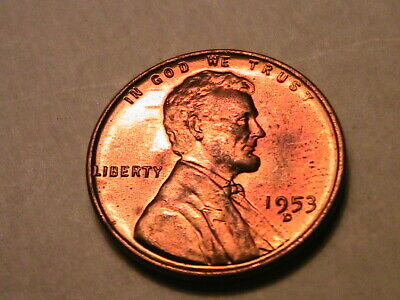 1953-D Choice BU Full Red Lincoln Wheat Cent Original Luster One Penny USA Coin