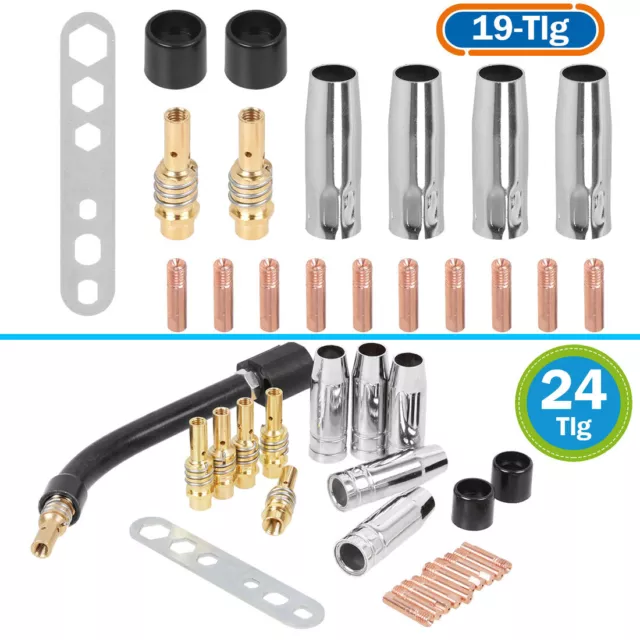 19-24tlg Verschleissteile Set MB15/150 Stromdüse Gasdüse MIG/MAG Schweißzubehör