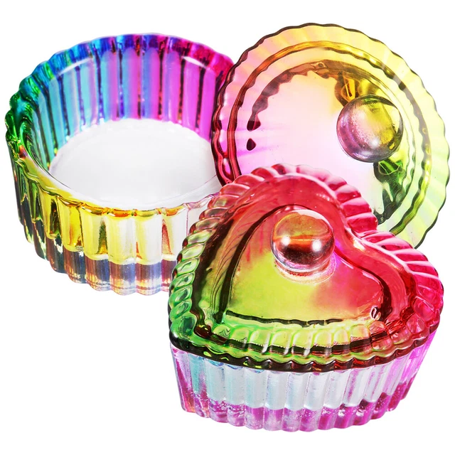 2 pz tazza cristallo colorato monomero contenitore in vetro con coperchio piastra